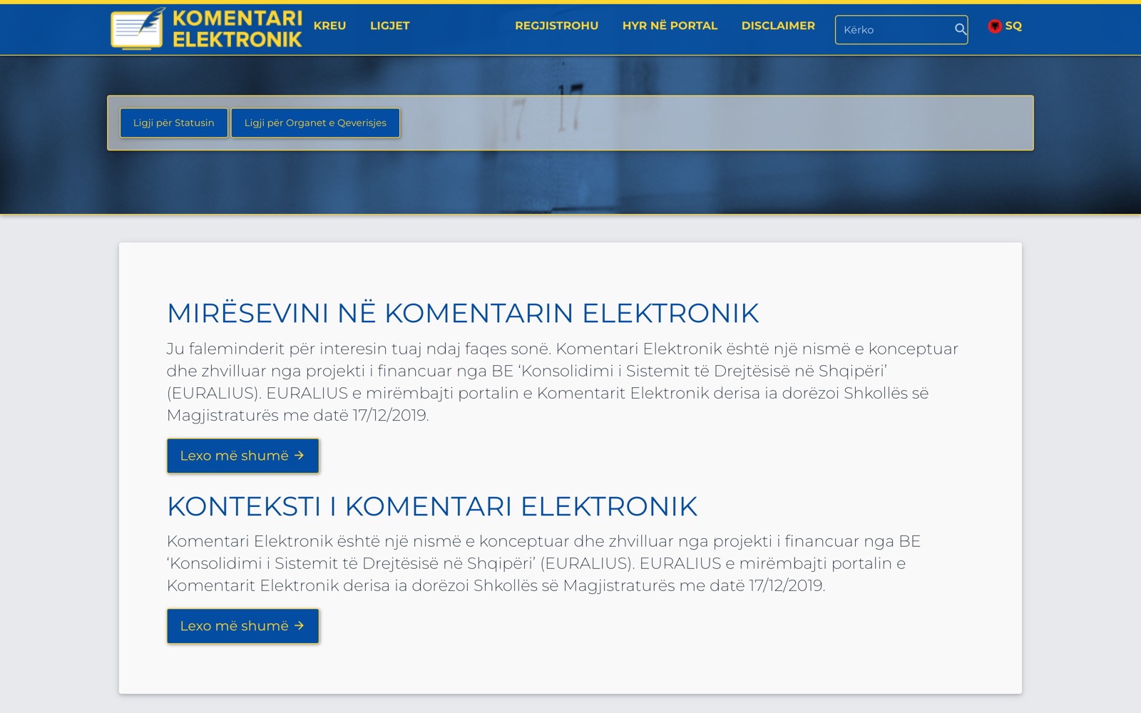 The platform's front page: eCommentary